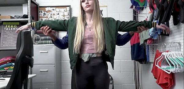  Young blonde thief busted and exploited by a hung mall cop